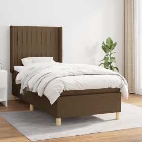Cama box spring con colchón tela marrón oscuro 80x200 cm de , Camas y somieres - Ref: Foro24-3132108, Precio: 334,38 €, Descu...