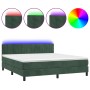 Cama box spring colchón y LED terciopelo verde oscuro 160x200cm de , Camas y somieres - Ref: Foro24-3134534, Precio: 507,23 €...