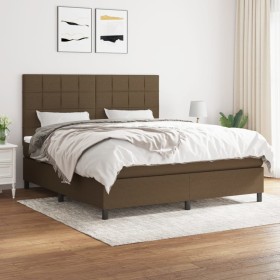 Cama box spring con colchón tela marrón oscuro 160x200 cm de , Camas y somieres - Ref: Foro24-3141788, Precio: 551,71 €, Desc...