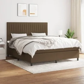 Box spring bed with dark brown fabric mattress 180x200 cm by , Beds and slatted bases - Ref: Foro24-3141956, Price: 585,31 €,...