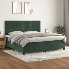 Cama box spring con colchón terciopelo verde oscuro 200x200 cm de , Camas y somieres - Ref: Foro24-3143166, Precio: 699,78 €,...