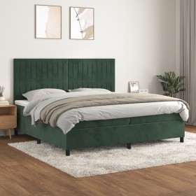 Cama box spring con colchón terciopelo verde oscuro 200x200 cm de , Camas y somieres - Ref: Foro24-3143166, Precio: 699,28 €,...