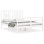 Estructura cama de matrimonio con cabecero madera maciza blanco de , Camas y somieres - Ref: Foro24-3194547, Precio: 152,88 €...