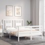 Estructura cama de matrimonio con cabecero madera maciza blanco de , Camas y somieres - Ref: Foro24-3194547, Precio: 152,88 €...