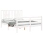 Estructura cama de matrimonio con cabecero madera maciza blanco de , Camas y somieres - Ref: Foro24-3194547, Precio: 152,88 €...