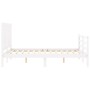Estructura cama de matrimonio con cabecero madera maciza blanco de , Camas y somieres - Ref: Foro24-3194547, Precio: 152,88 €...