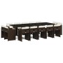 Set comedor de jardín y cojines 15 pzas ratán sintético marrón en Conjuntos de jardín | Comprar online en Foru.es