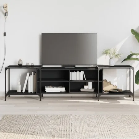 Mueble de TV madera de ingeniería negro 203x37x50 cm de , Muebles TV - Ref: Foro24-837607, Precio: 83,64 €, Descuento: %