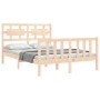 Estructura de cama de matrimonio con cabecero madera maciza de , Camas y somieres - Ref: Foro24-3192531, Precio: 144,22 €, De...