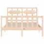 Estructura de cama de matrimonio con cabecero madera maciza de , Camas y somieres - Ref: Foro24-3192531, Precio: 144,22 €, De...
