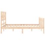 Estructura de cama de matrimonio con cabecero madera maciza de , Camas y somieres - Ref: Foro24-3192531, Precio: 144,22 €, De...