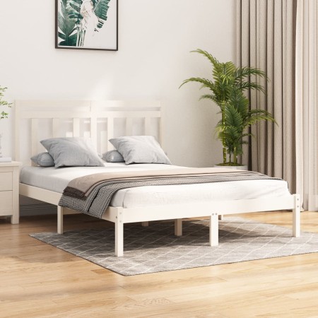 Estructura de cama madera maciza blanca King Size 150x200 cm de , Camas y somieres - Ref: Foro24-3105256, Precio: 146,64 €, D...