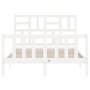 Estructura cama de matrimonio con cabecero madera maciza blanco de , Camas y somieres - Ref: Foro24-3193052, Precio: 157,58 €...