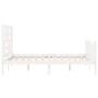Estructura cama de matrimonio con cabecero madera maciza blanco de , Camas y somieres - Ref: Foro24-3193052, Precio: 157,58 €...