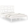 Estructura de cama de madera maciza blanca 135x190 cm de , Camas y somieres - Ref: Foro24-3105926, Precio: 146,92 €, Descuent...