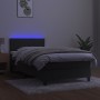 Cama box spring colchón y LED terciopelo gris oscuro 80x200 cm de , Camas y somieres - Ref: Foro24-3134490, Precio: 279,74 €,...