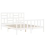 Estructura de cama matrimonio con cabecero madera maciza blanco de , Camas y somieres - Ref: Foro24-3193082, Precio: 150,00 €...