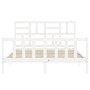Estructura de cama matrimonio con cabecero madera maciza blanco de , Camas y somieres - Ref: Foro24-3193082, Precio: 150,00 €...