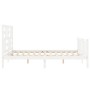 Estructura de cama matrimonio con cabecero madera maciza blanco de , Camas y somieres - Ref: Foro24-3193082, Precio: 150,00 €...