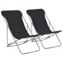 Sillas de playa plegables 2 unidades acero y tela oxford negra de vidaXL, Sillas de jardín - Ref: Foro24-44359, Precio: 65,12...