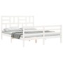 Estructura de cama matrimonio con cabecero madera maciza blanco de , Camas y somieres - Ref: Foro24-3194902, Precio: 148,44 €...