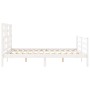 Estructura de cama matrimonio con cabecero madera maciza blanco de , Camas y somieres - Ref: Foro24-3194902, Precio: 148,44 €...