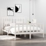 Estructura de cama de madera maciza blanca 135x190 cm de , Camas y somieres - Ref: Foro24-3104104, Precio: 155,05 €, Descuent...