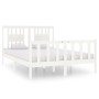 Estructura de cama de madera maciza blanca 135x190 cm de , Camas y somieres - Ref: Foro24-3104104, Precio: 155,05 €, Descuent...