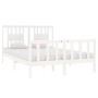 Estructura de cama de madera maciza blanca 135x190 cm de , Camas y somieres - Ref: Foro24-3104104, Precio: 155,05 €, Descuent...
