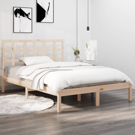 Estructura de cama de matrimonio madera maciza 135x190 cm de , Camas y somieres - Ref: Foro24-3105445, Precio: 134,84 €, Desc...