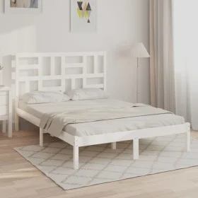 Estructura de cama madera maciza blanca King Size 150x200 cm de , Camas y somieres - Ref: Foro24-3105956, Precio: 136,44 €, D...