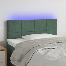 Cabecero con LED de terciopelo verde oscuro 100x5x78/88 cm de , Cabeceros y pies de cama - Ref: Foro24-3121657, Precio: 45,52...