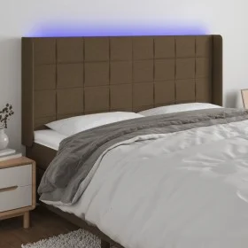 Dunkelbraunes Stoffkopfteil mit LED 163x16x118/128 cm von , Kopf- und Fußteile - Ref: Foro24-3124057, Preis: 125,46 €, Rabatt: %