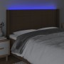 Cabecero con LED de tela marrón oscuro 163x16x118/128 cm de , Cabeceros y pies de cama - Ref: Foro24-3124057, Precio: 117,19 ...