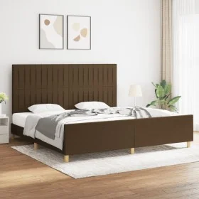Estructura de cama con cabecero de tela marrón oscuro 200x200cm de , Camas y somieres - Ref: Foro24-3125246, Precio: 233,78 €...