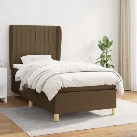 Cama box spring con colchón tela marrón oscuro 90x200 cm de , Camas y somieres - Ref: Foro24-3128656, Precio: 328,01 €, Descu...