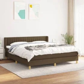 Box spring bed with dark brown fabric mattress 180x200 cm by , Beds and slatted bases - Ref: Foro24-3130452, Price: 530,45 €,...