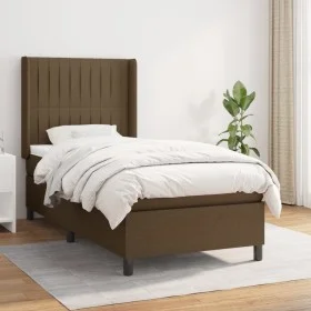 Cama box spring con colchón tela marrón oscuro 90x200 cm de , Camas y somieres - Ref: Foro24-3131564, Precio: 326,91 €, Descu...