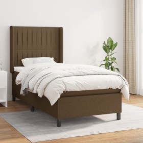 Cama box spring con colchón tela marrón oscuro 90x200 cm de , Camas y somieres - Ref: Foro24-3131564, Precio: 350,96 €, Descu...