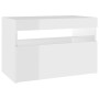 Mesita de noche con LED contrachapada blanco brillo 60x35x40 cm de vidaXL, Mesitas de noche - Ref: Foro24-3082786, Precio: 49...