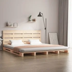 Solid pine wood bed frame 120x190 cm by , Beds and slatted bases - Ref: Foro24-3190500, Price: 160,25 €, Discount: %