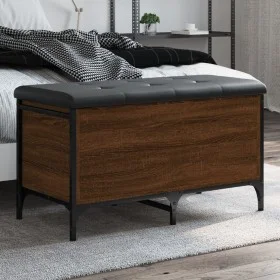 Aufbewahrungsbank aus braunem Eichenholzwerkstoff, 82 x 42 x 45 cm von , Bänke für Hallen und Lager - Ref: Foro24-835146, Pre...