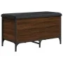 Banco con almacenaje madera ingeniería roble marrón 82x42x45 cm de , Bancos para recibidores y almacenamiento - Ref: Foro24-8...