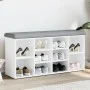 White engineered wood shoe bench 102x32x50 cm by , Benches for halls and storage - Ref: Foro24-835110, Price: 73,04 €, Discou...