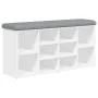 White engineered wood shoe bench 102x32x50 cm by , Benches for halls and storage - Ref: Foro24-835110, Price: 73,04 €, Discou...