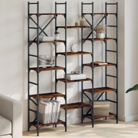 Estantería madera ingeniería roble ahumado 127,5x28,5x172,5 cm de , Librerías y estanterías - Ref: Foro24-838870, Precio: 118...