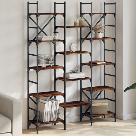 Estantería madera ingeniería roble ahumado 127,5x28,5x172,5 cm de , Librerías y estanterías - Ref: Foro24-838870, Precio: 118...