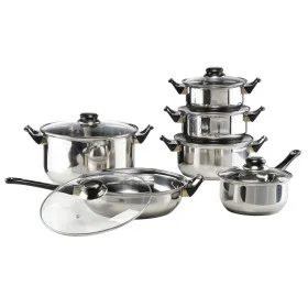 HI Batería de cocina de acero inoxidable 12 piezas de HI, Batería de cocina - Ref: Foro24-423938, Precio: 60,16 €, Descuento: %