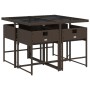 Set comedor de jardín 5 piezas y cojines ratán sintético marrón en Conjuntos de jardín | Comprar online en Foru.es