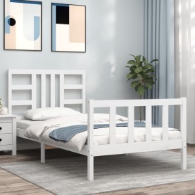 Estructura de cama con cabecero madera maciza blanco 100x200 cm de , Camas y somieres - Ref: Foro24-3191962, Precio: 130,15 €...